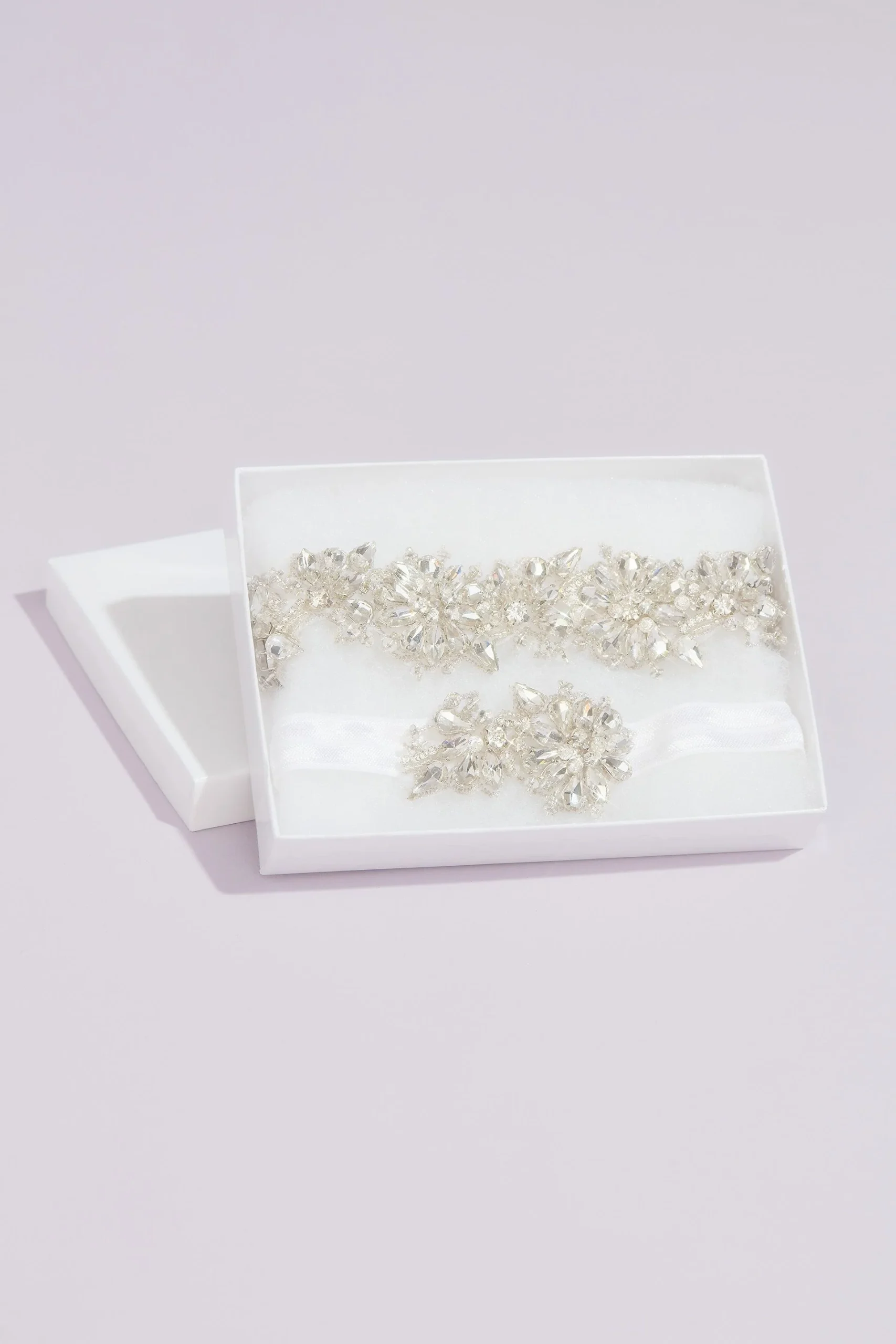 Glimmering Crystal Flower Garter Set