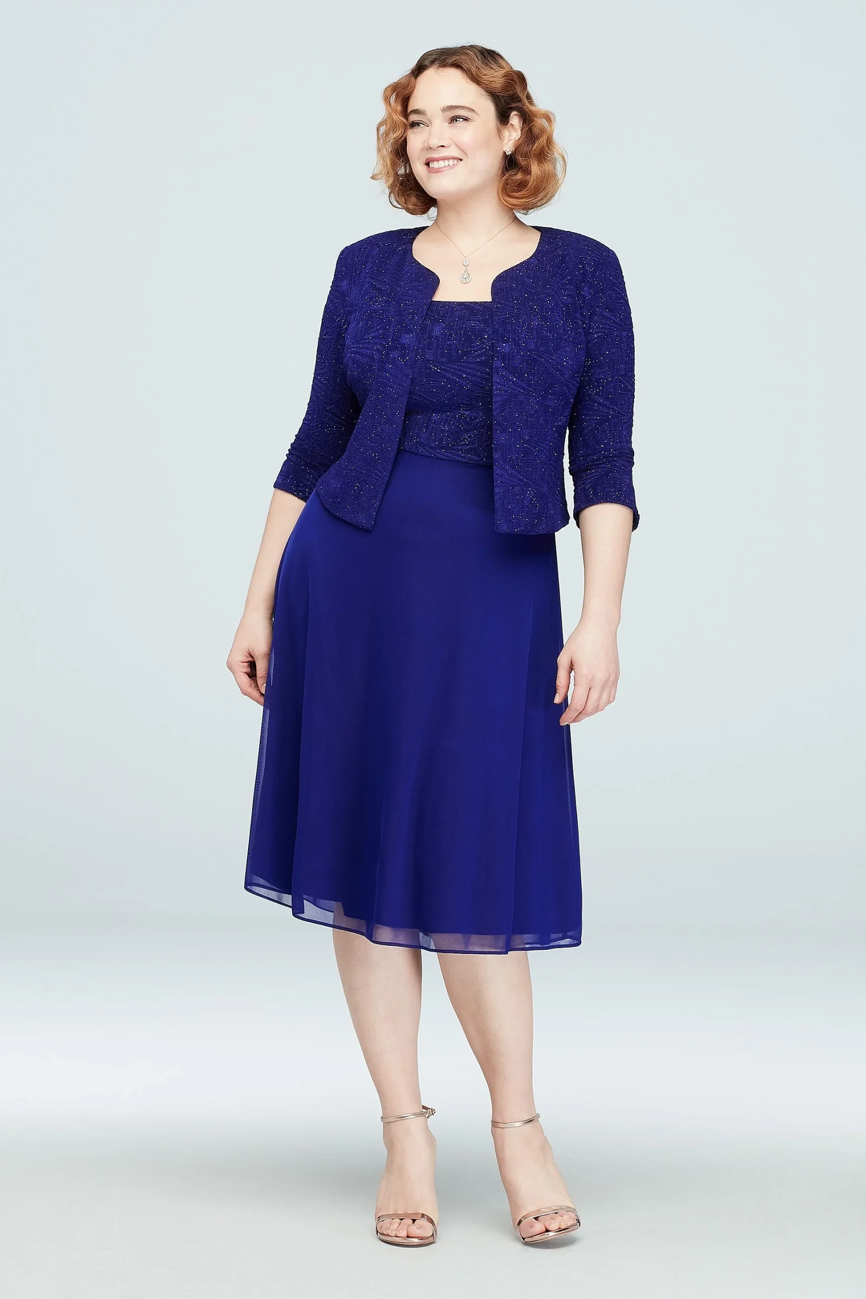 Glitter Knit Tank Plus Size Dress andJacket