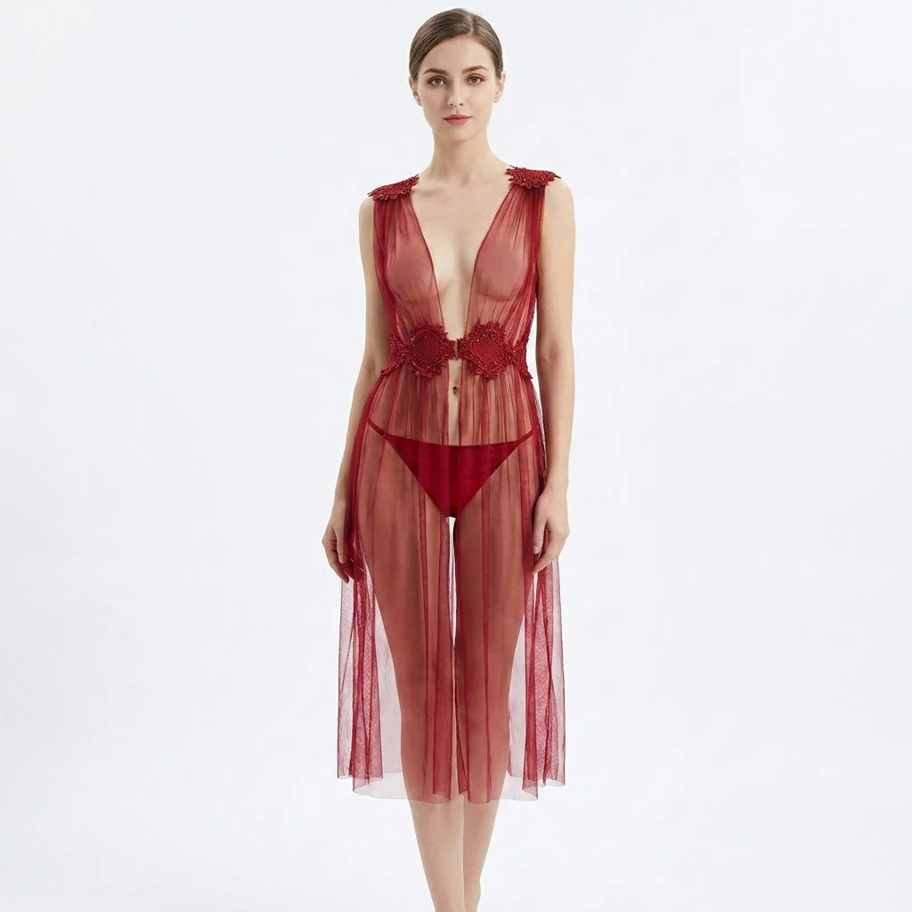 Goddess Tease Sheer Gown 2 Piece Set