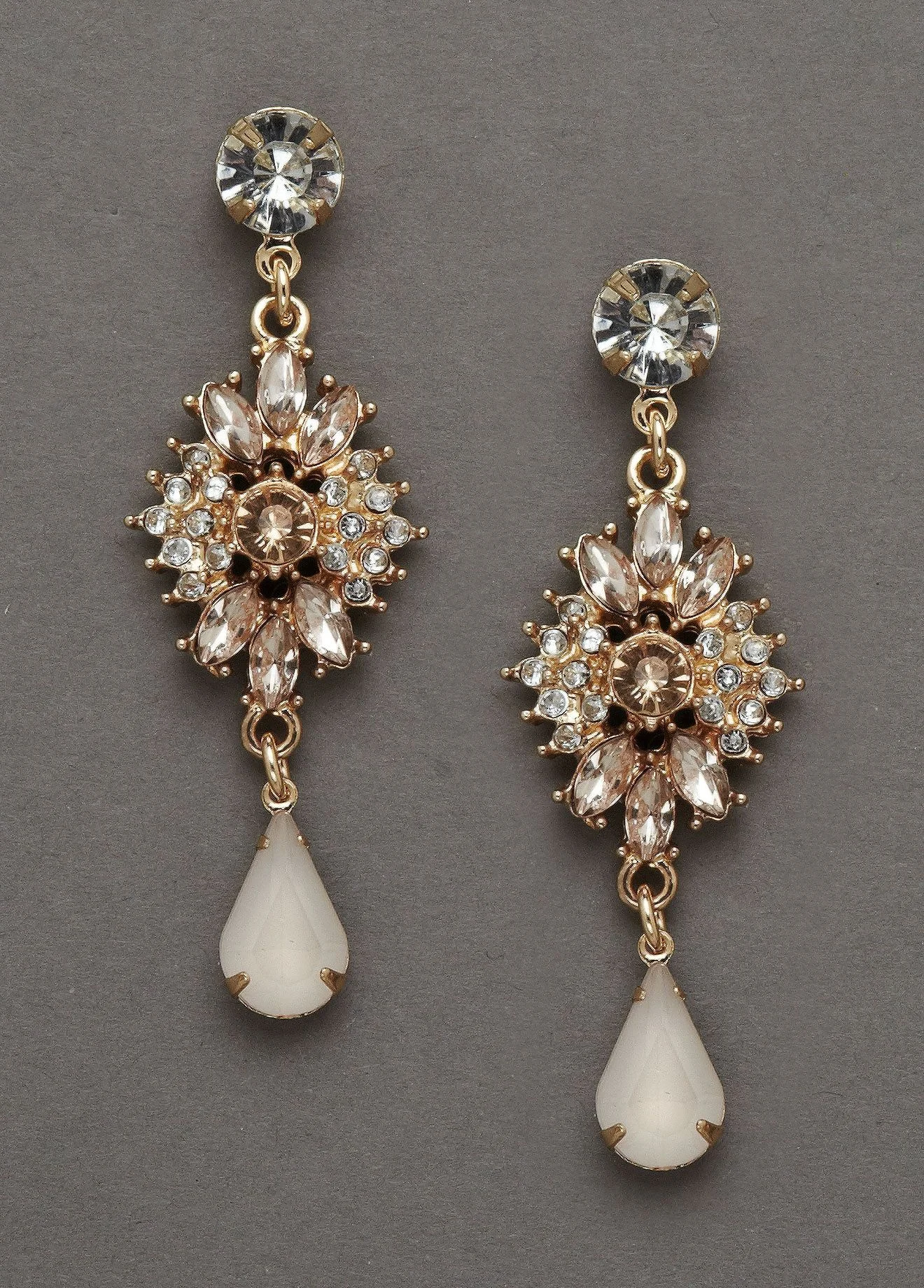 Gold and Blush Crystal Drop Earrings