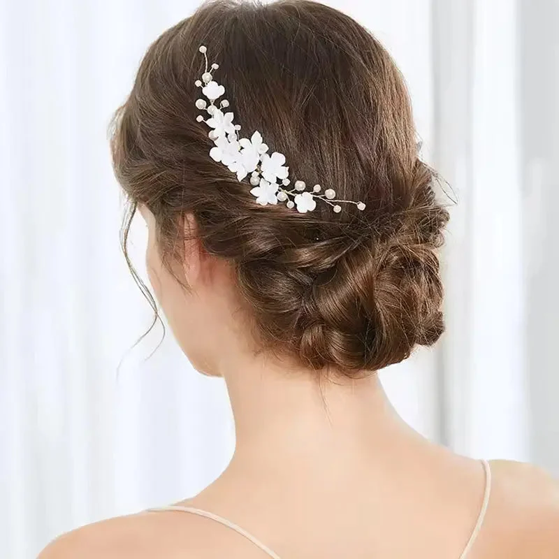 Gold Delicate Floral Wedding Headpiece Comb