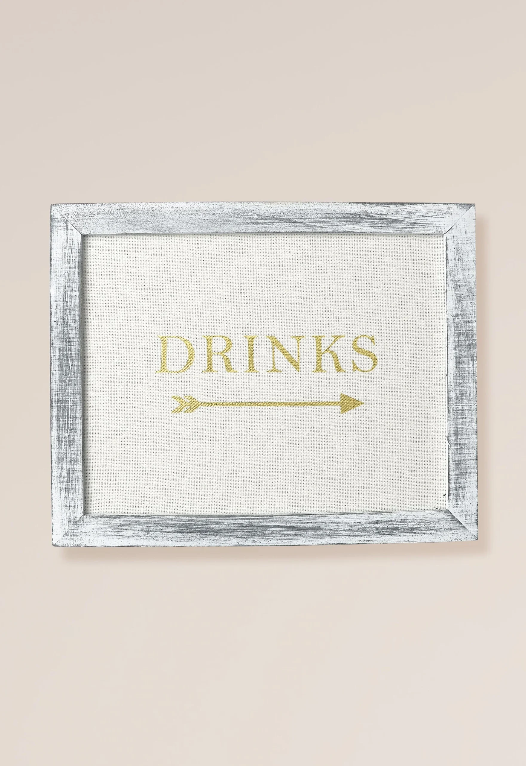 Gold Foil on Linen Drinks Sign Decoration