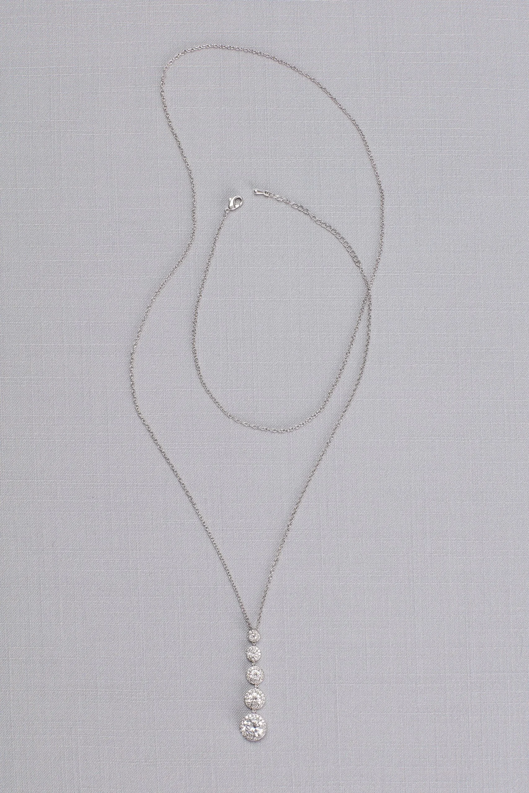 Graduated Cubic Zirconia Solitaire Pave Necklace