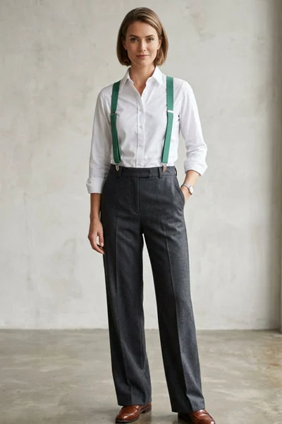 Green Adjustable Clip-On Suspenders- Wyona