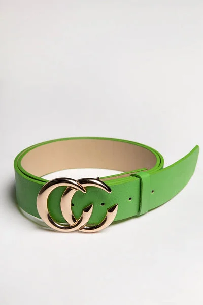 Green CC Gold Buckle PU Belt - Haydan