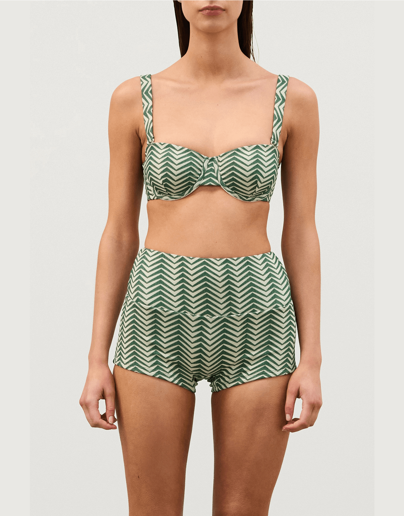 Green Zig Zag Balconette Bra Cup Bikini Top