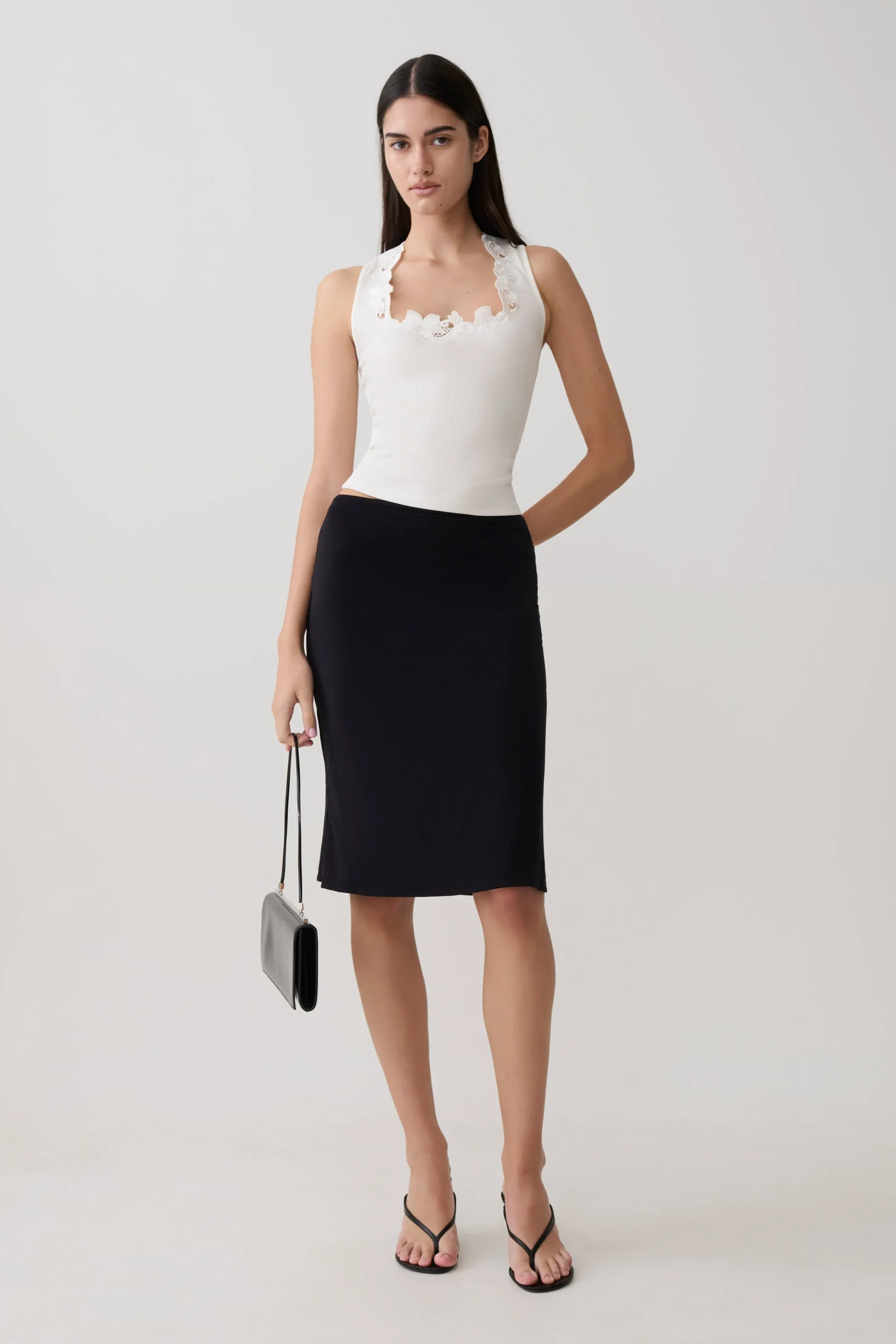 GreerKnee Length Skirt - Black