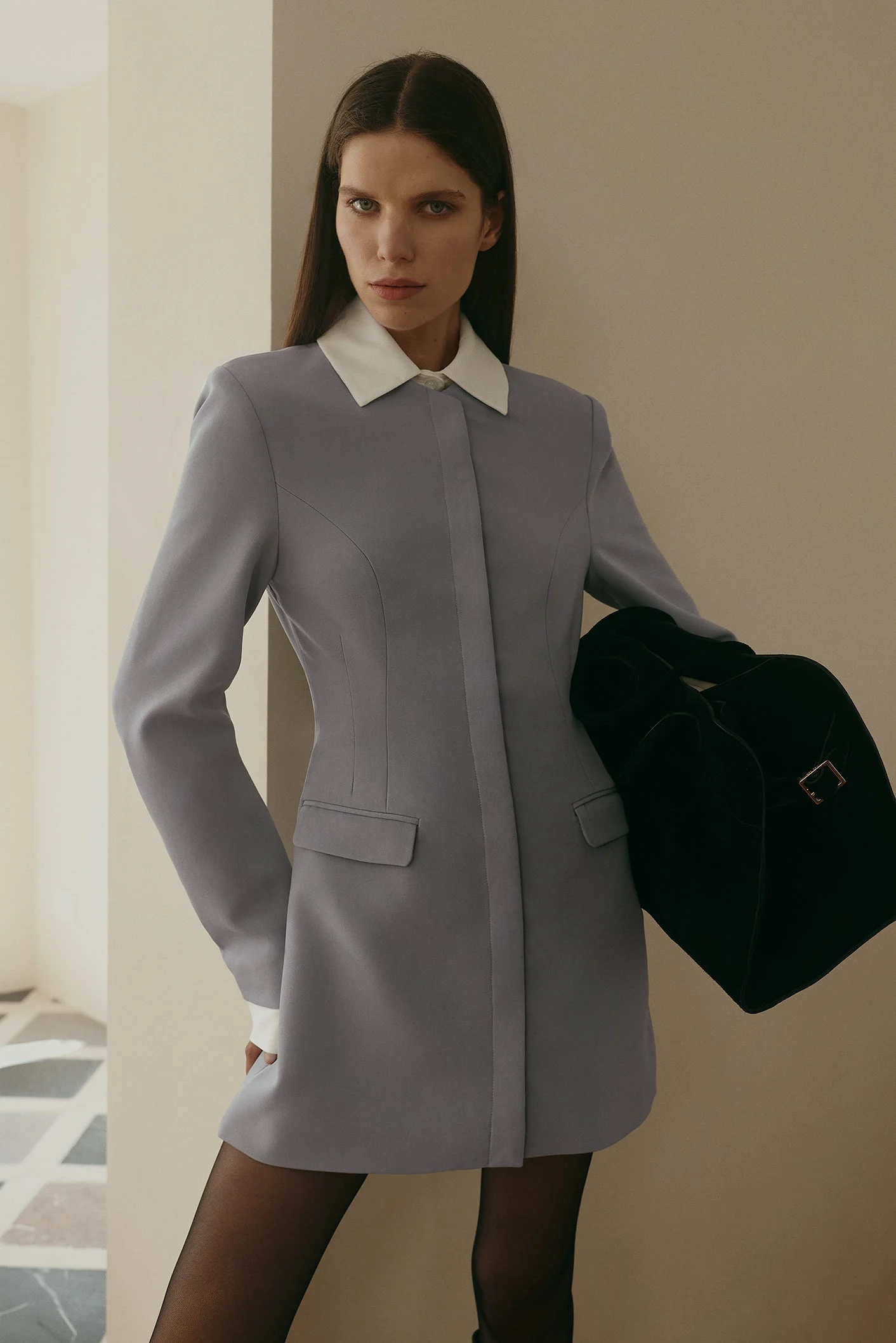 GretchenSuiting Mini Dress - Grey