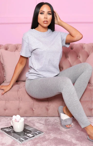 Grey Basic Crew Neck Short Sleeve T-Shirt - Jana