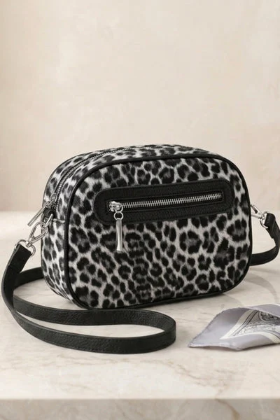 Grey Leopard Print Crossbody Bag – Nova