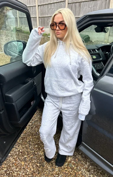 Grey Oversized Crucifix Cross Hoodie With Wide Leg Trouser - Maren