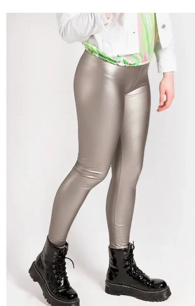 Grey Pu High Waisted Legging -Nicki