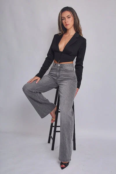 Grey Straight Leg Loose Fit Jeans- Sorna