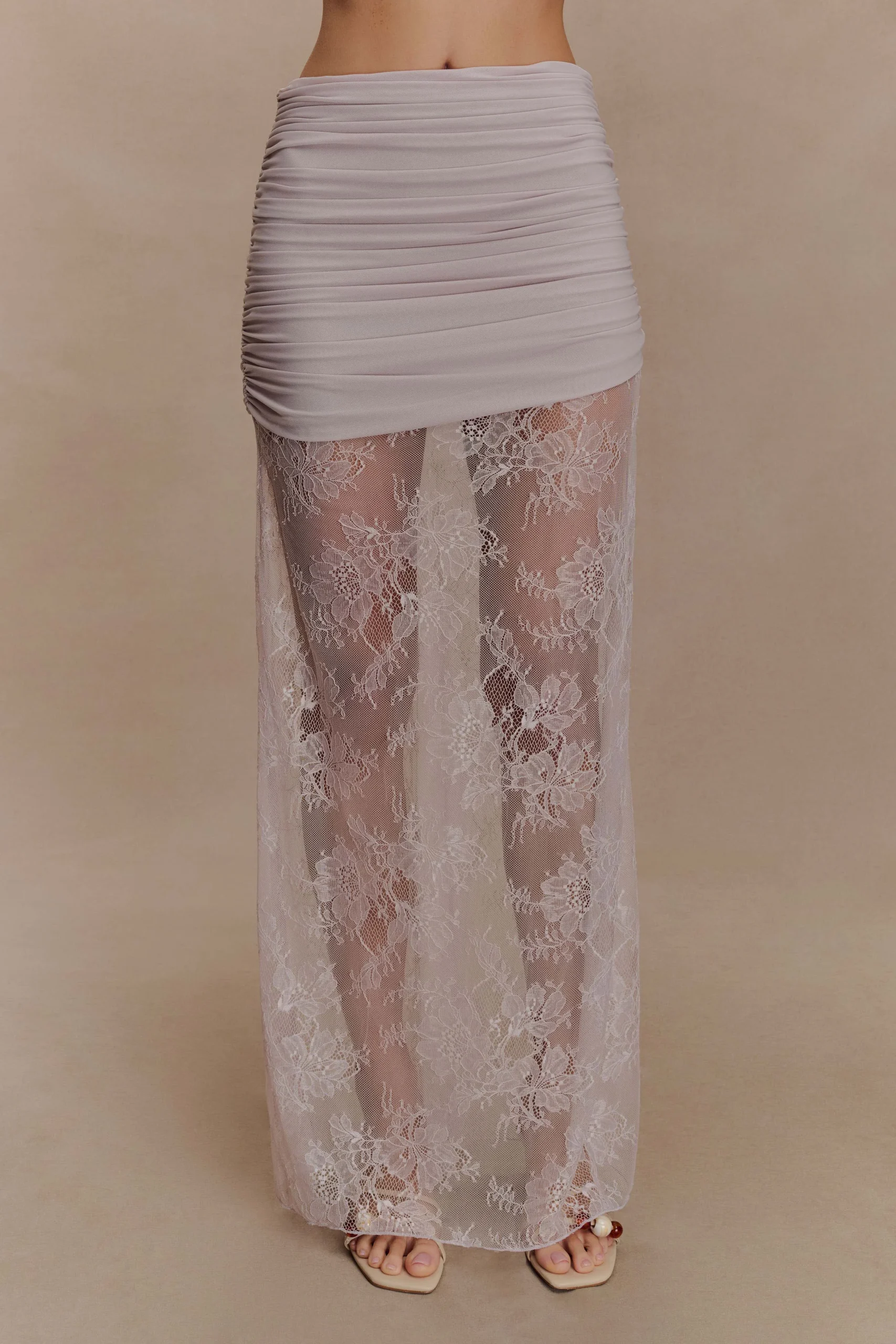 GuinevereFINAL SALELace And Mesh Maxi Skirt - Lilac