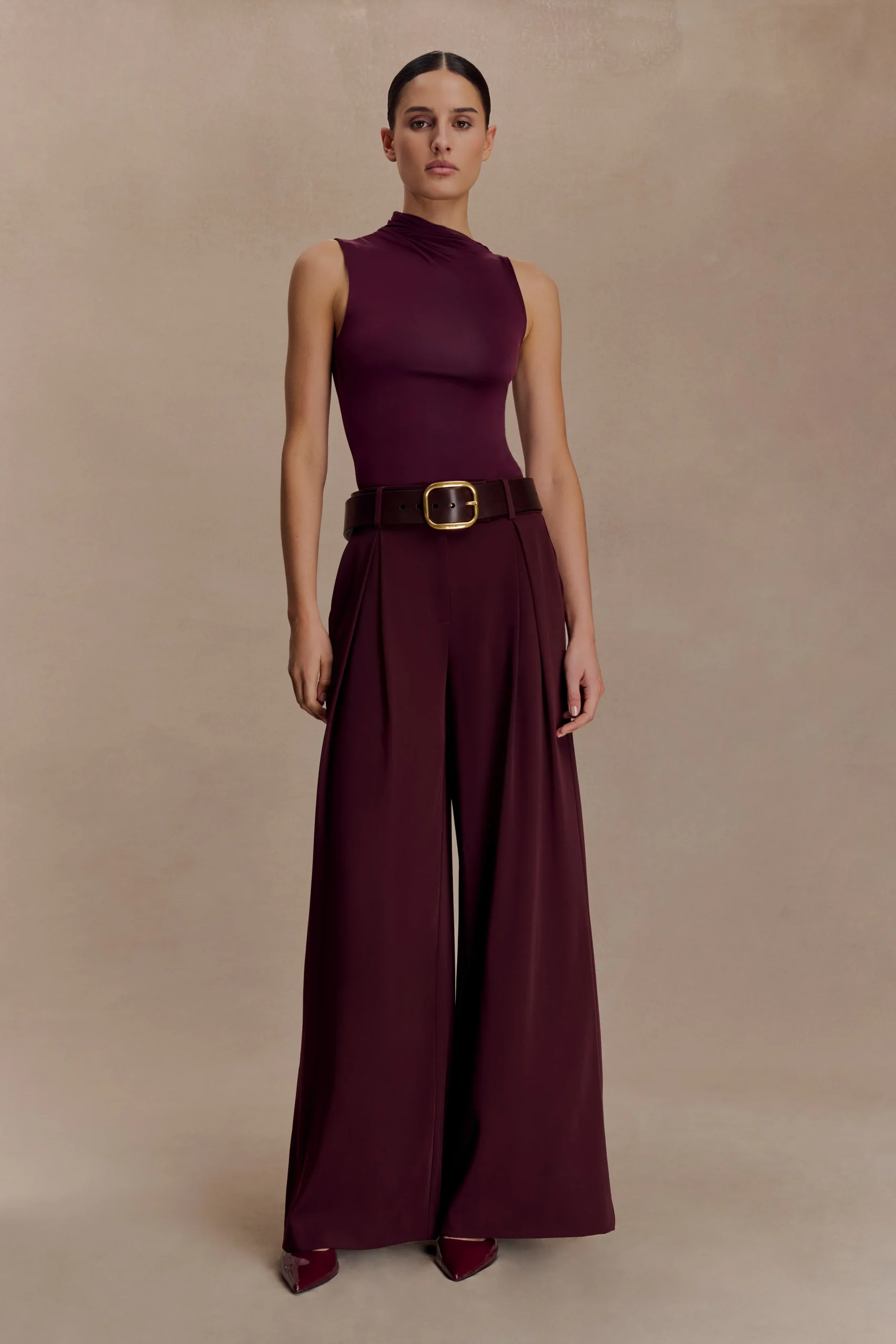 HadleighSleeveless Slinky Top - Burgundy