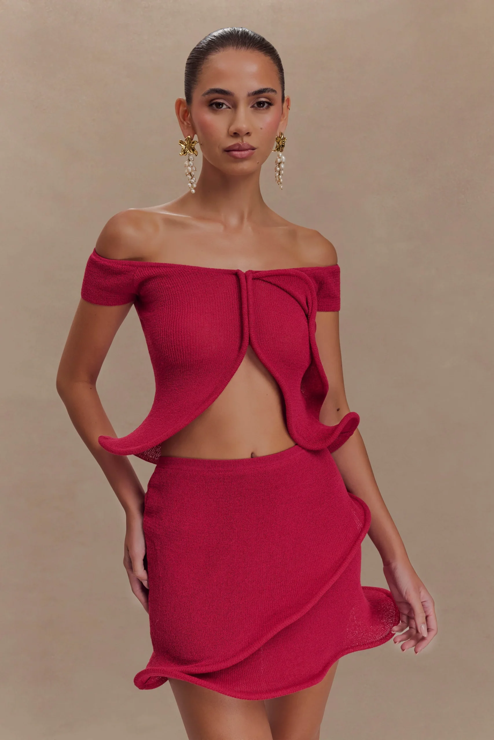 HaisleyFINAL SALEOff Shoulder Knit Top - Raspberry