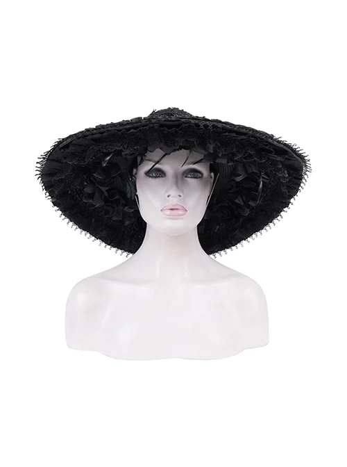 Halloween Death Note Black Layered Gothic Style Elegant Dress Hat