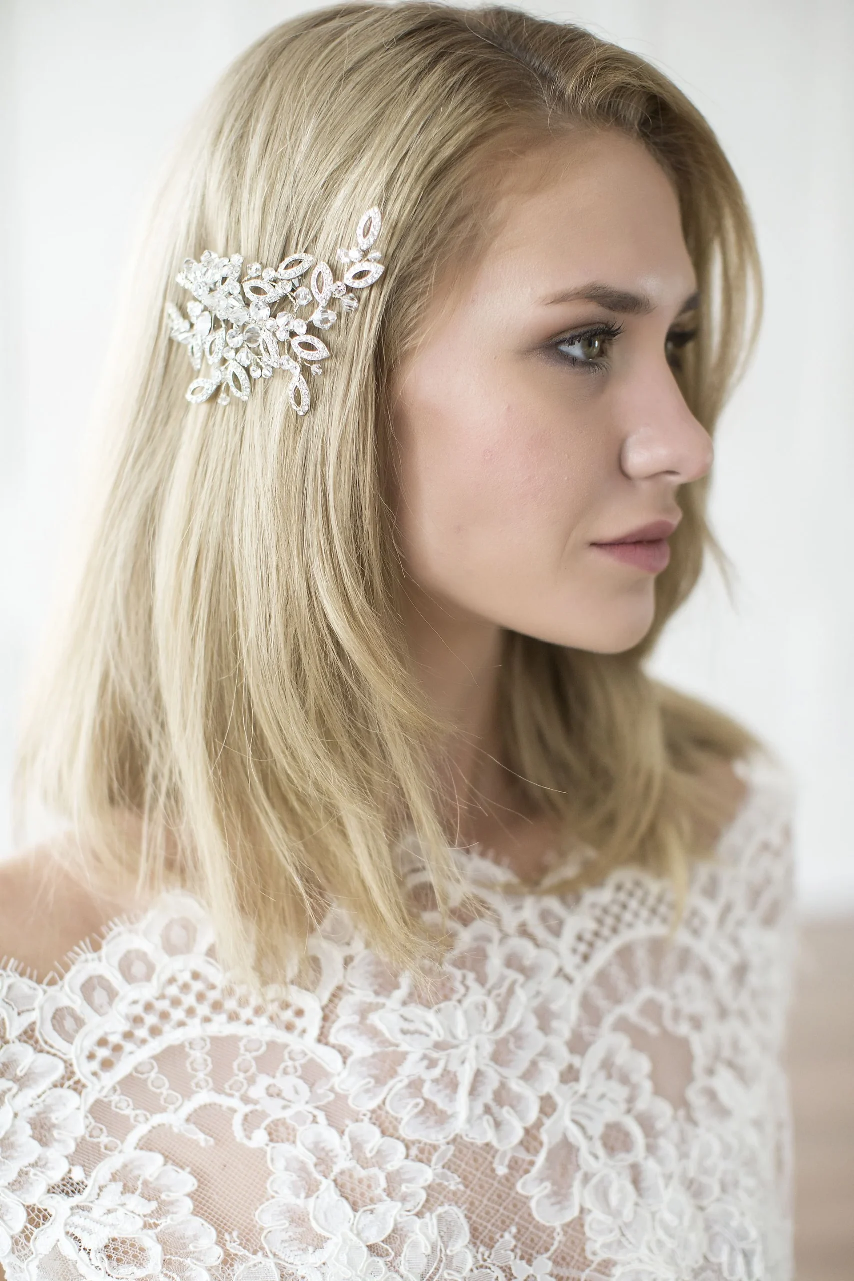 Hand-Wired Open-Leaf Crystal Barrette