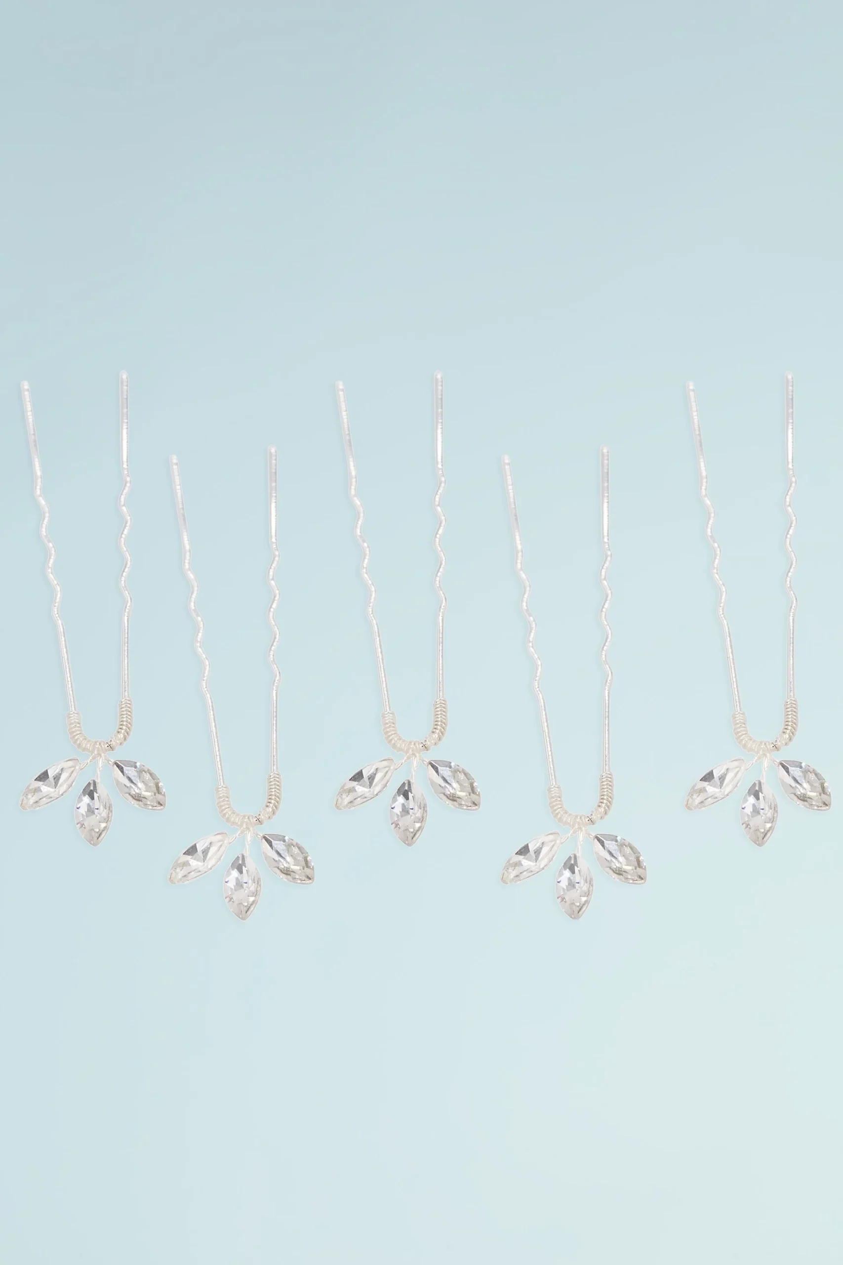 Hand-Wired Petite Crystal Leaf Trio Hairpin Set