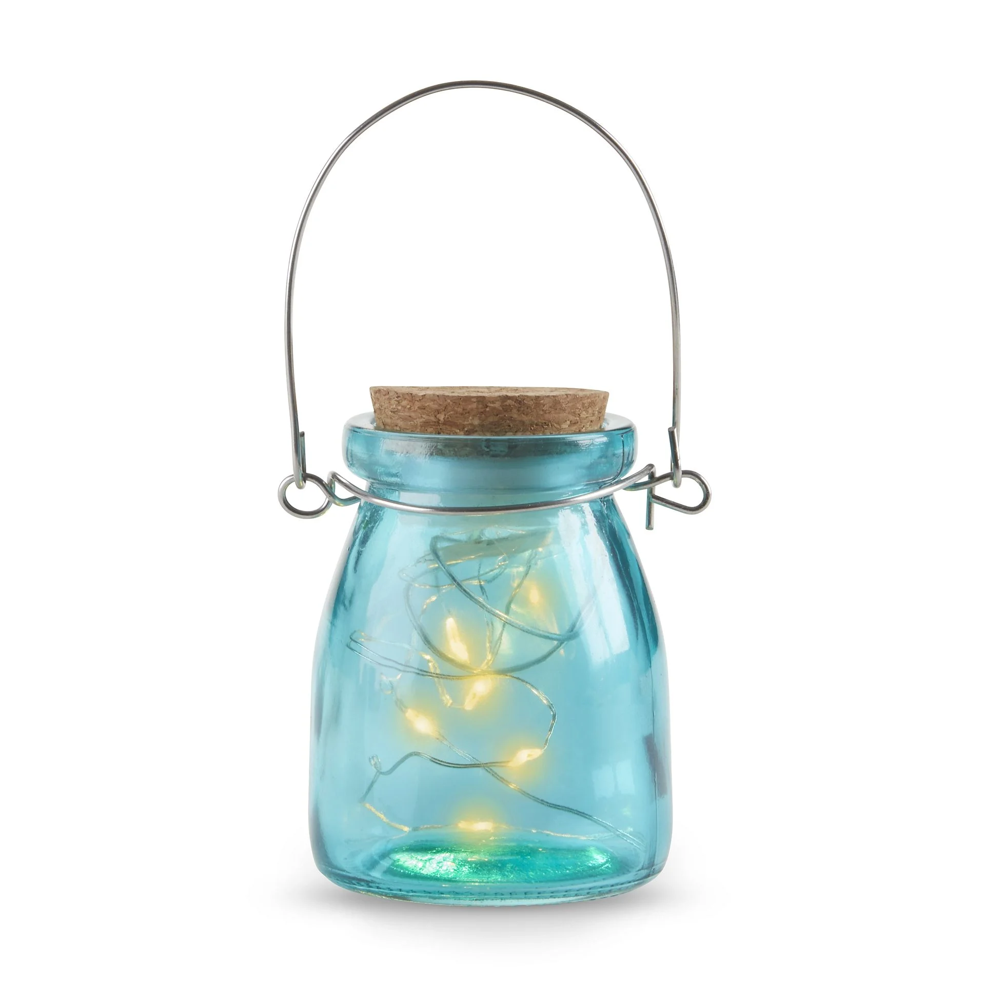 Hanging Blue Jar With Fairy Lights Set of 4