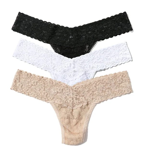 Hanky Panky 3-PACK Signature Lace Low Rise Thong (49113PK) - Black/Chai/White
