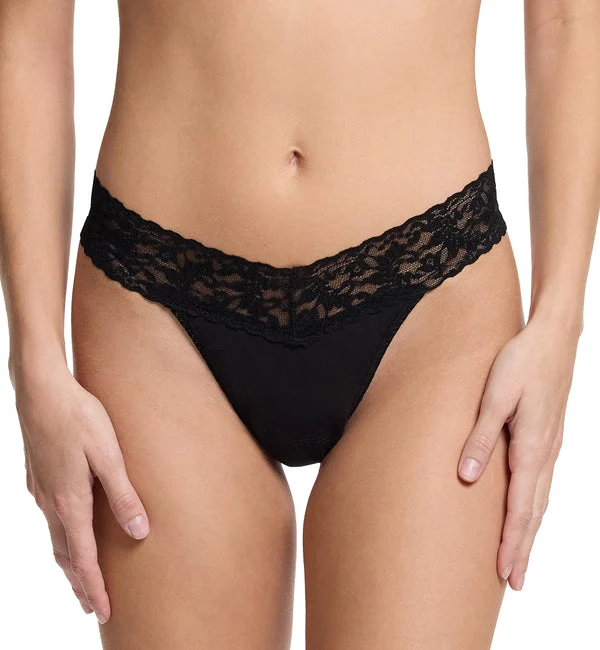 Hanky Panky Cotton Original Rise Thong (891801P) - Black