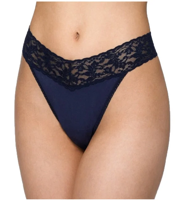 Hanky Panky Cotton Original Rise Thong (891801P) - Navy