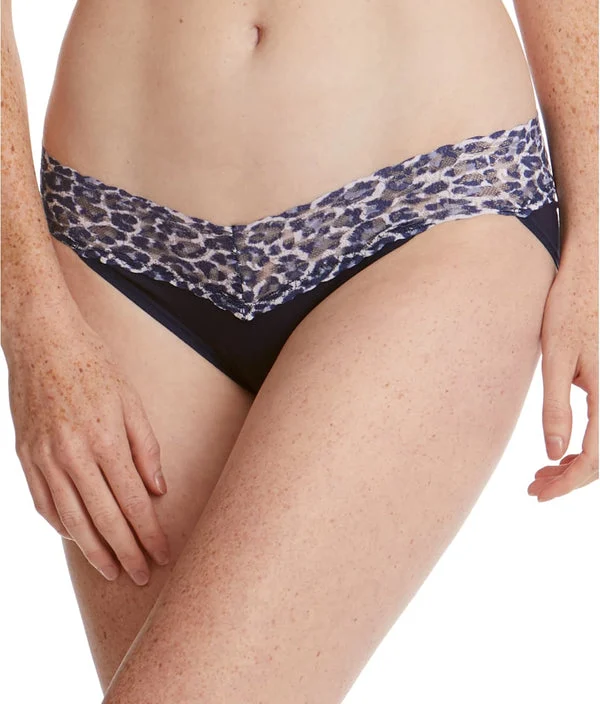 Hanky Panky Cotton-Spandex V-kini (892371) - Navy/Leopard
