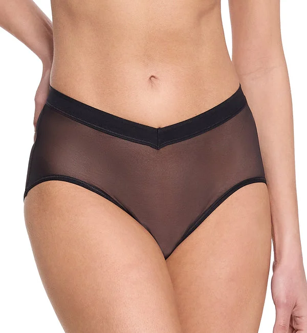 Hanky Panky Mesh High Cut French Brief (7M2444) - Black