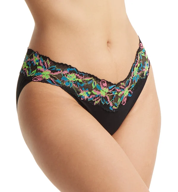 Hanky Panky Neon Lights Cotton-Spandex V-kini (892202) - Black Multi