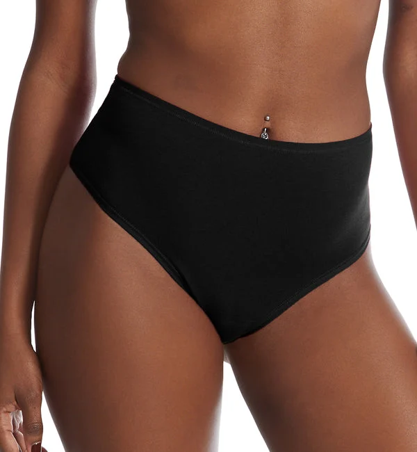 Hanky Panky Play Cotton Hi-Rise Thong (721924) - Black