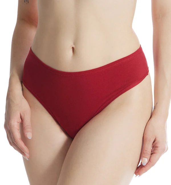 Hanky Panky Play Cotton Natural Rise Thong (721664) - Cayenne