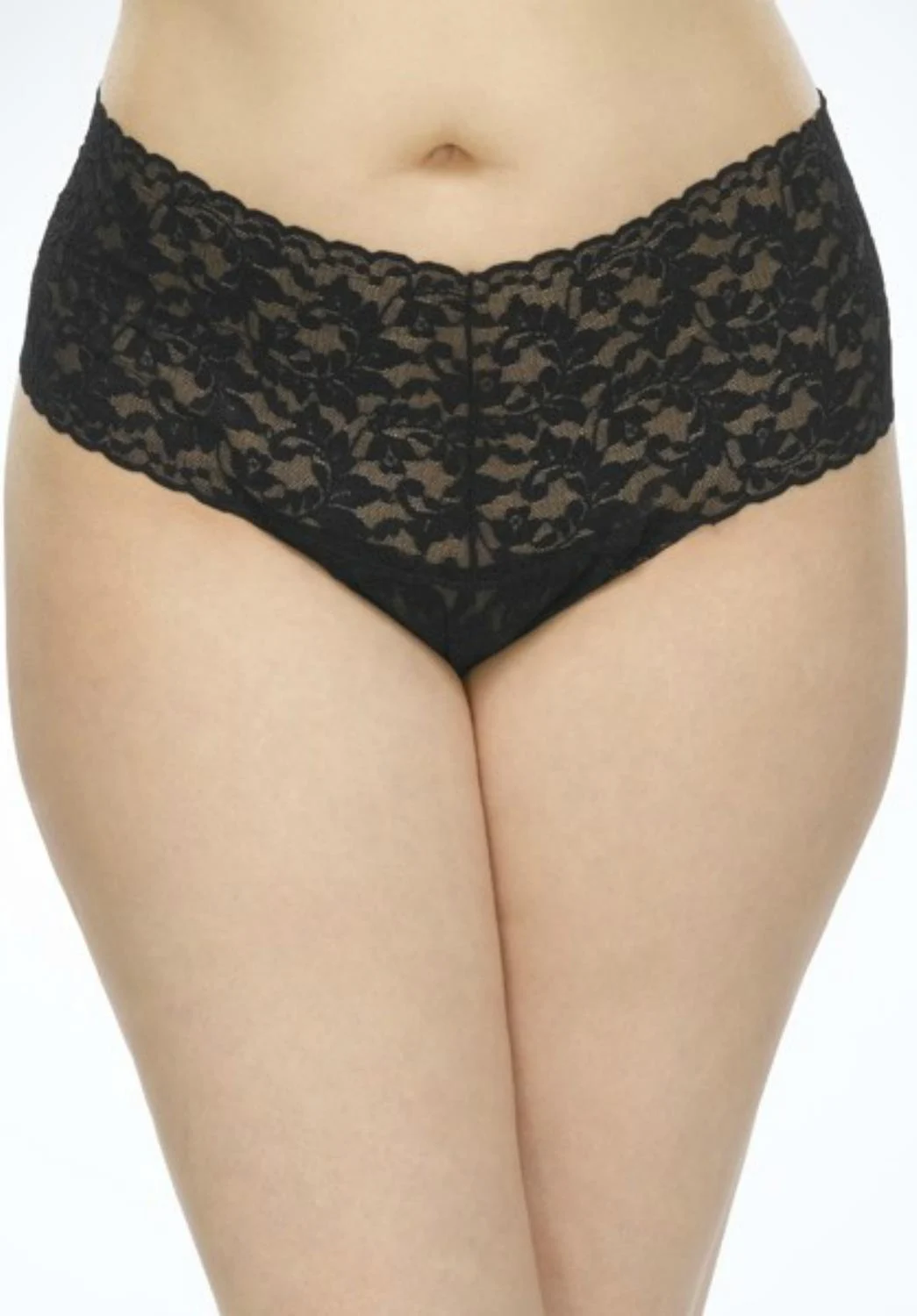 Hanky Panky Retro Lace Plus Size Thong, Black (9K1926X)