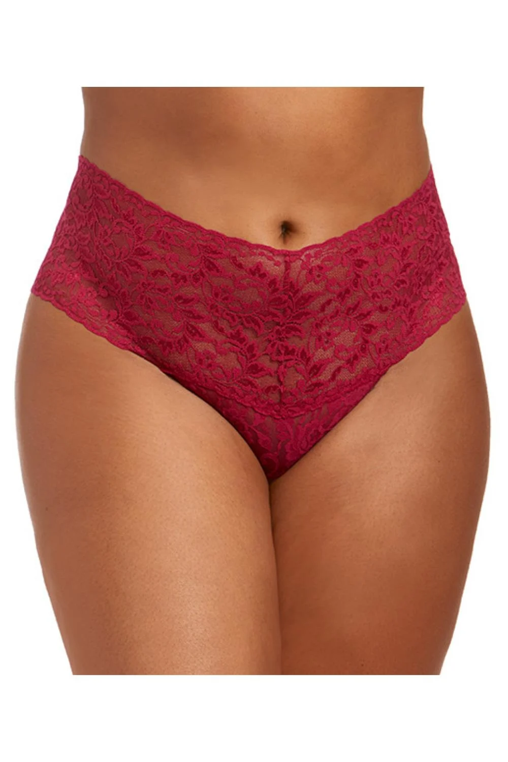 Hanky Panky Retro Lace Plus Size Thong, Cranberry (9K1926X)