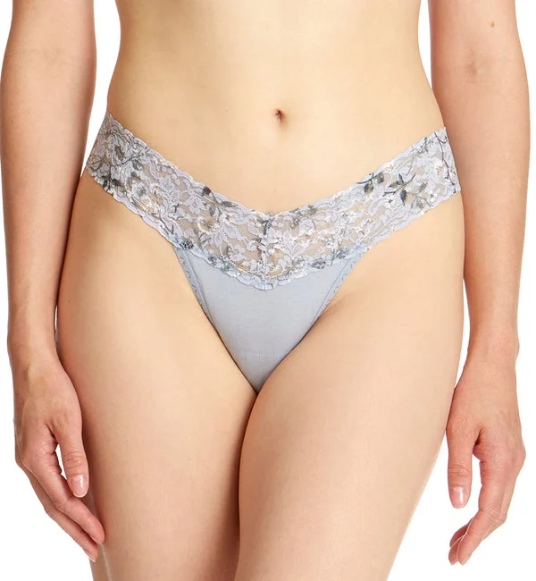 Hanky Panky Supima Cotton Printed Low Rise Thong (891582) - Grey/Meadow