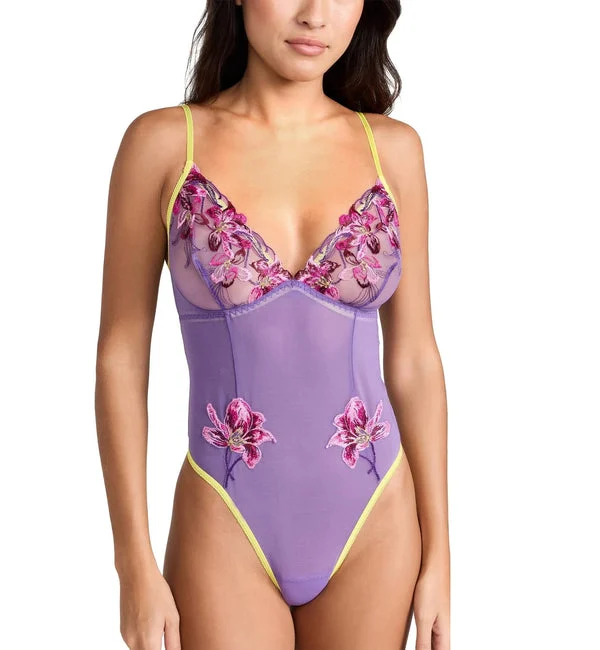 Hanky Panky X Prabal Gurung Applique Teddy (7A8454) - Purple/Electric Yellow
