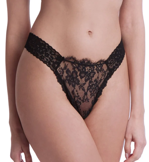 Hanky Panky X Prabal Gurung Eyelash Original Rise Thong (7E1836) - Black