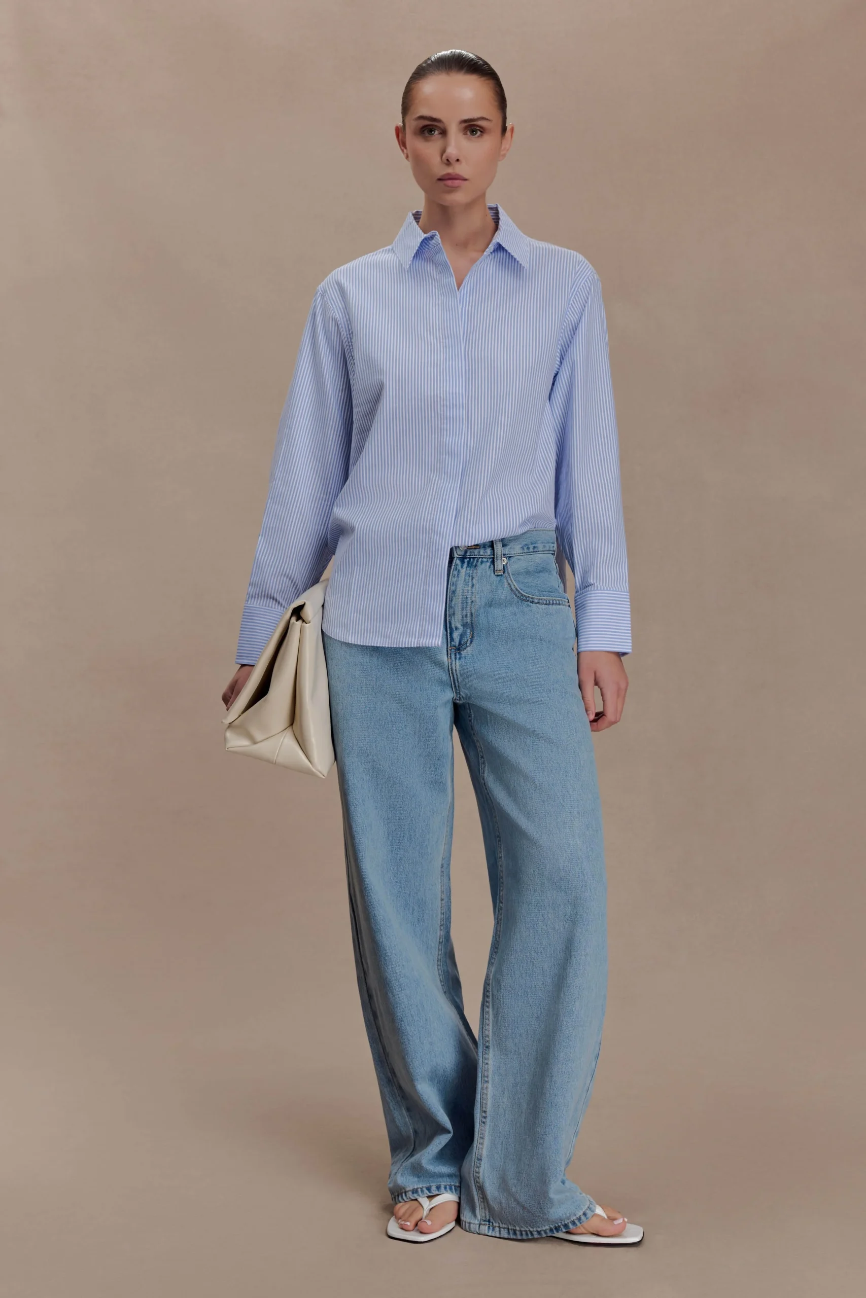 HansenOversized Shirt - Blue Pinstripe