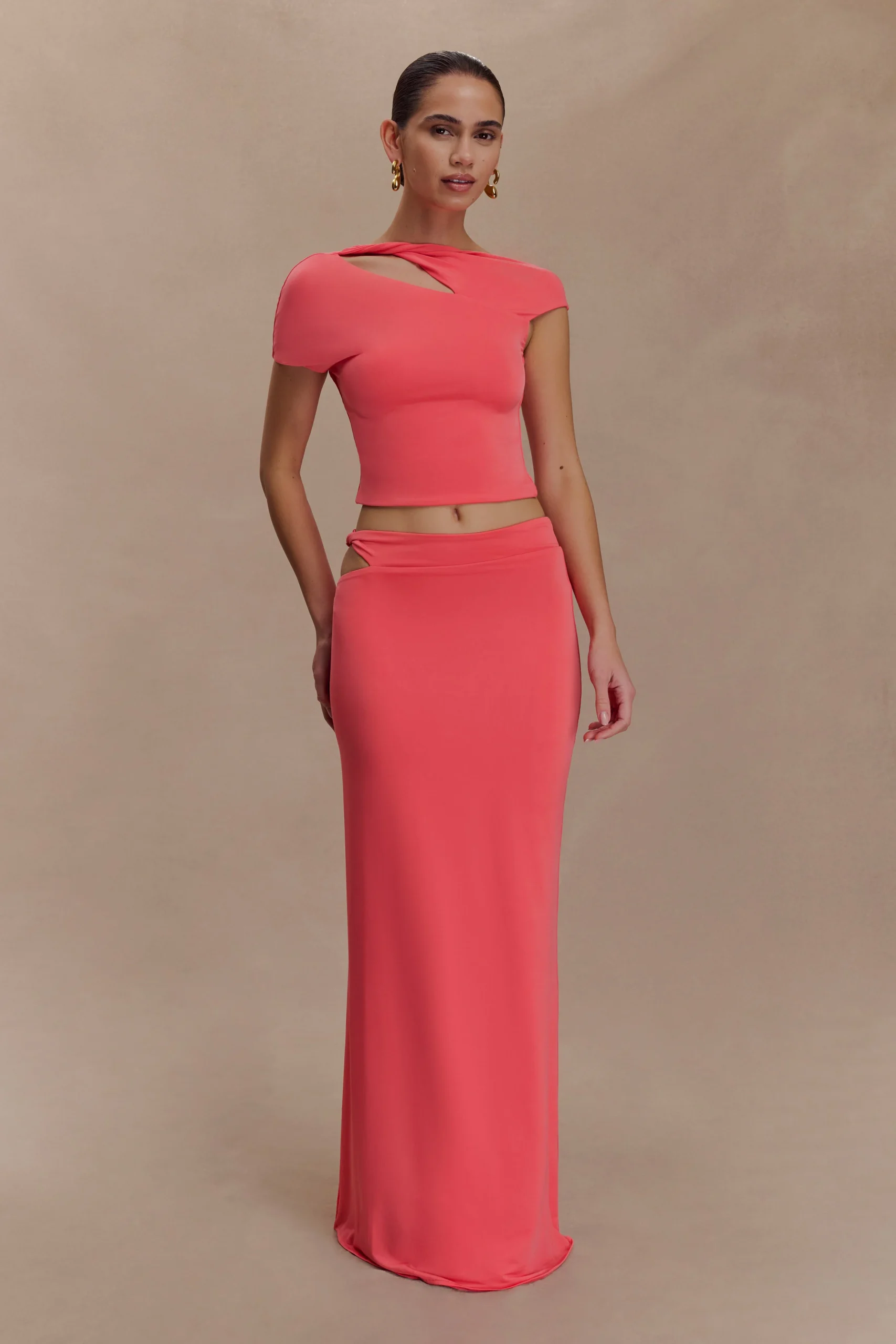 HavenFINAL SALESlinky Twist Midi Skirt - Coral
