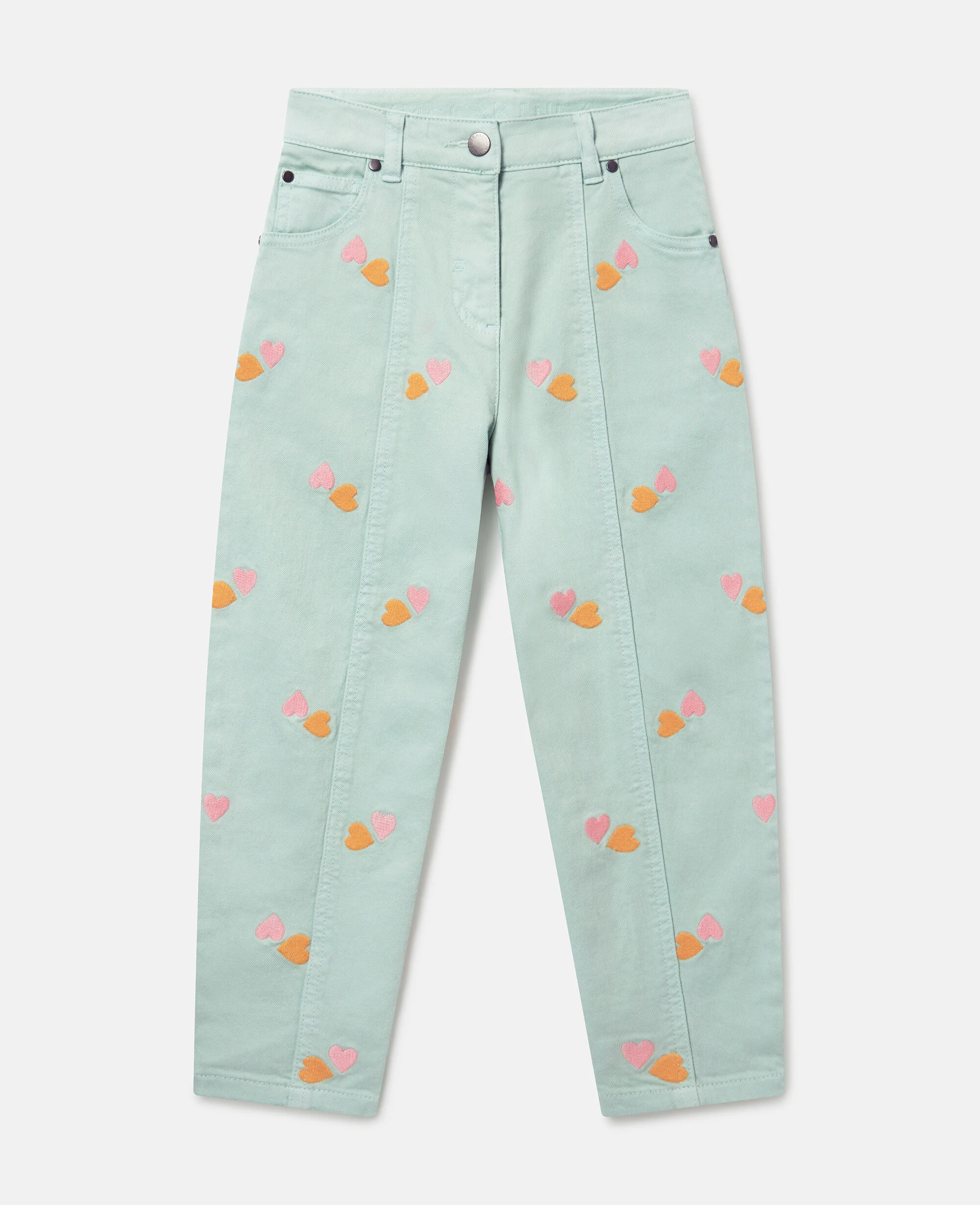 Heart-Embroidered Gabardine Trousers