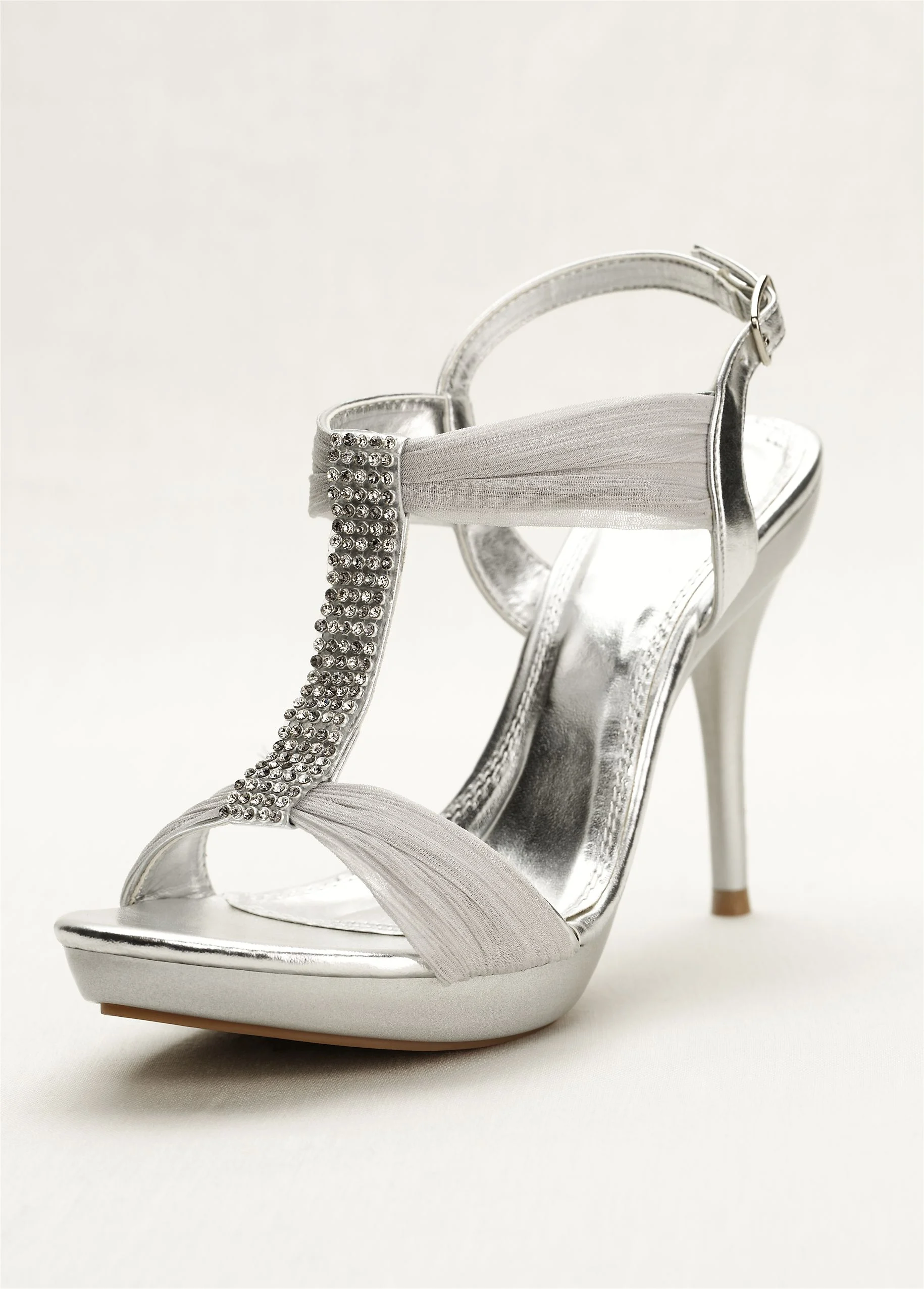 High Heel Sandal with Crystal T-Strap
