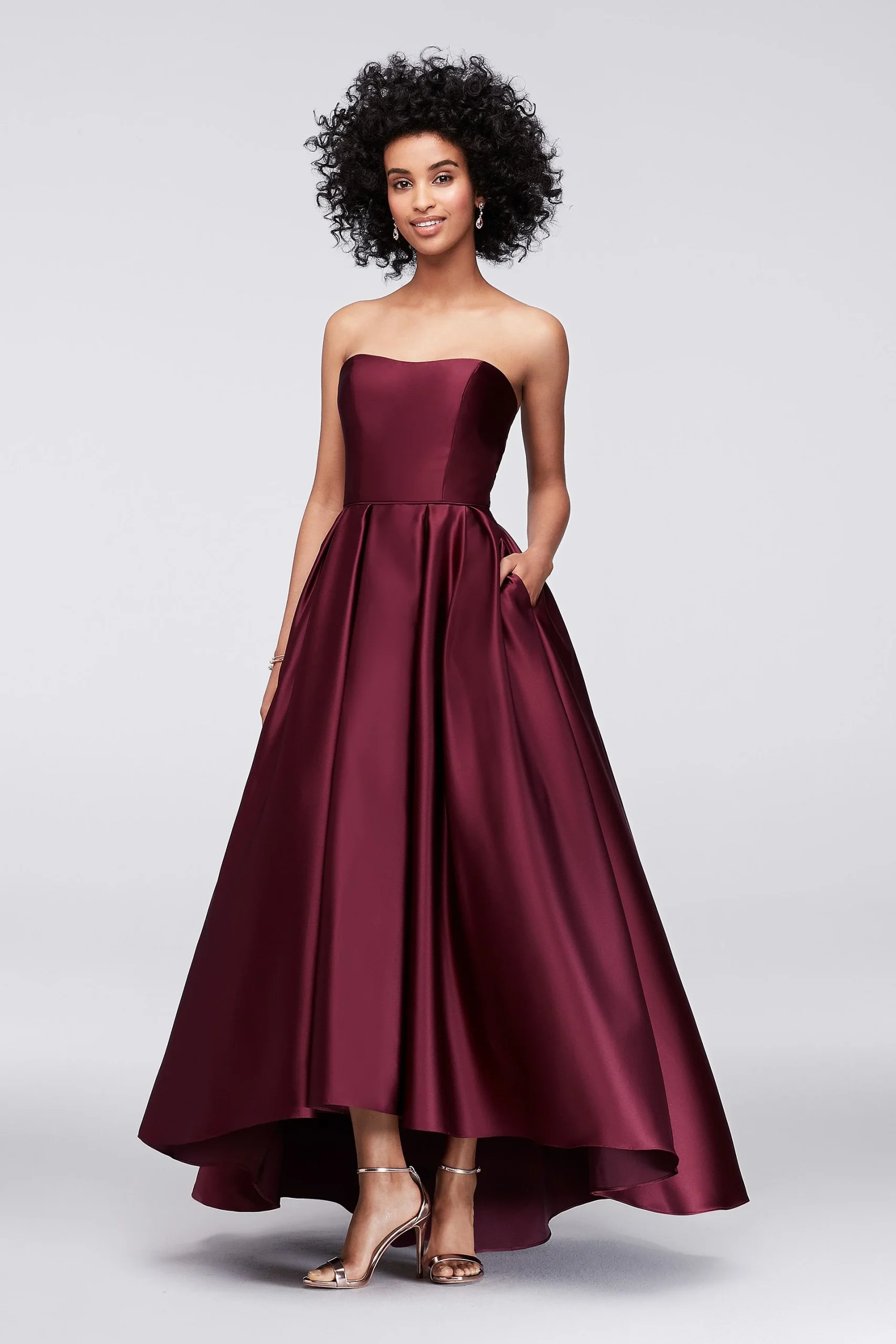 High-Low Lamour Satin Ball Gown