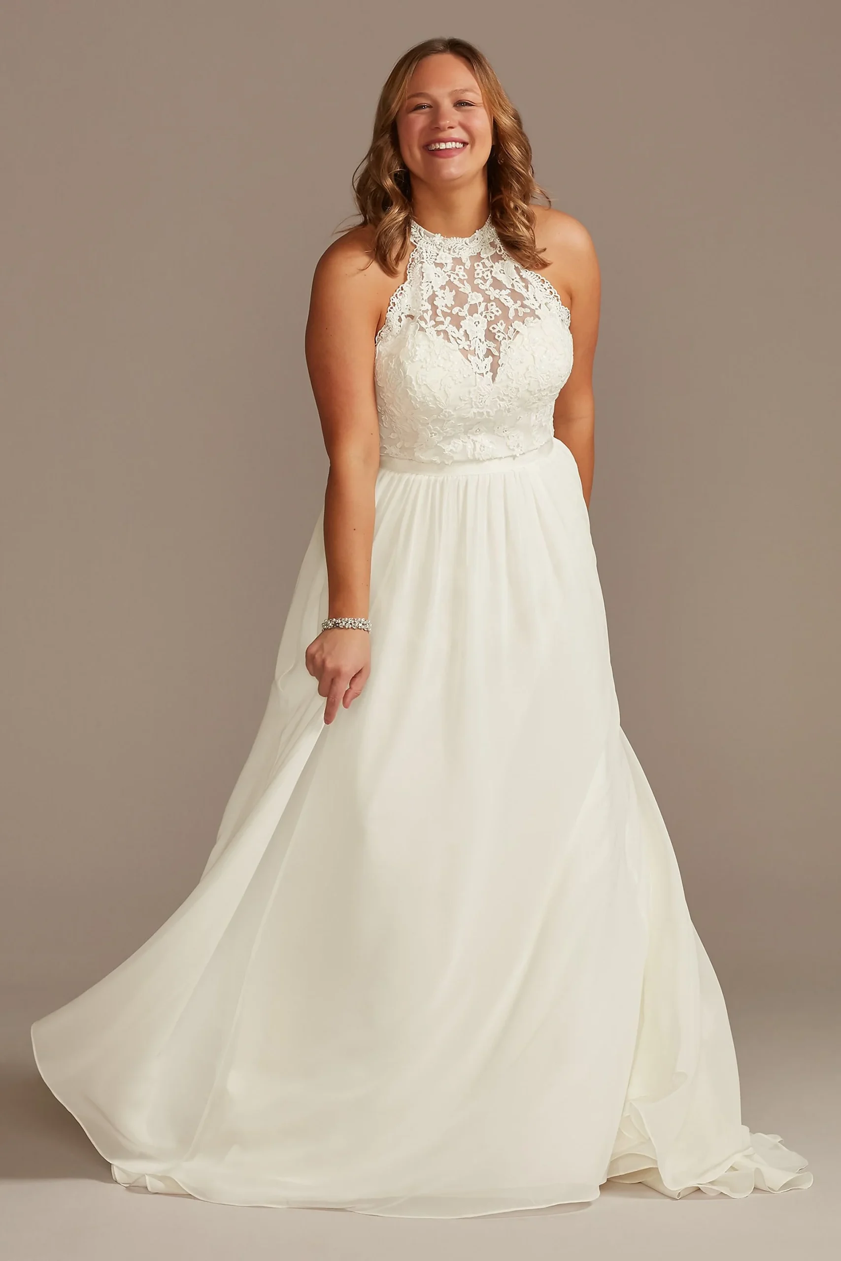 High Neck Illusion Plus Wedding Dress