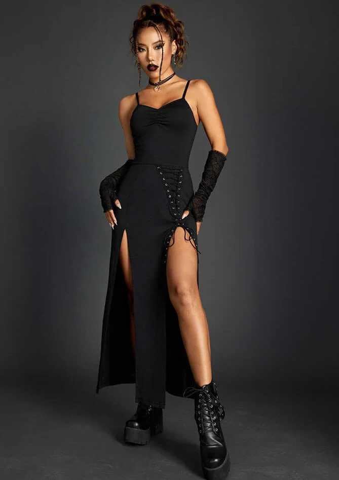 High Slit Gothic Maxi Dress