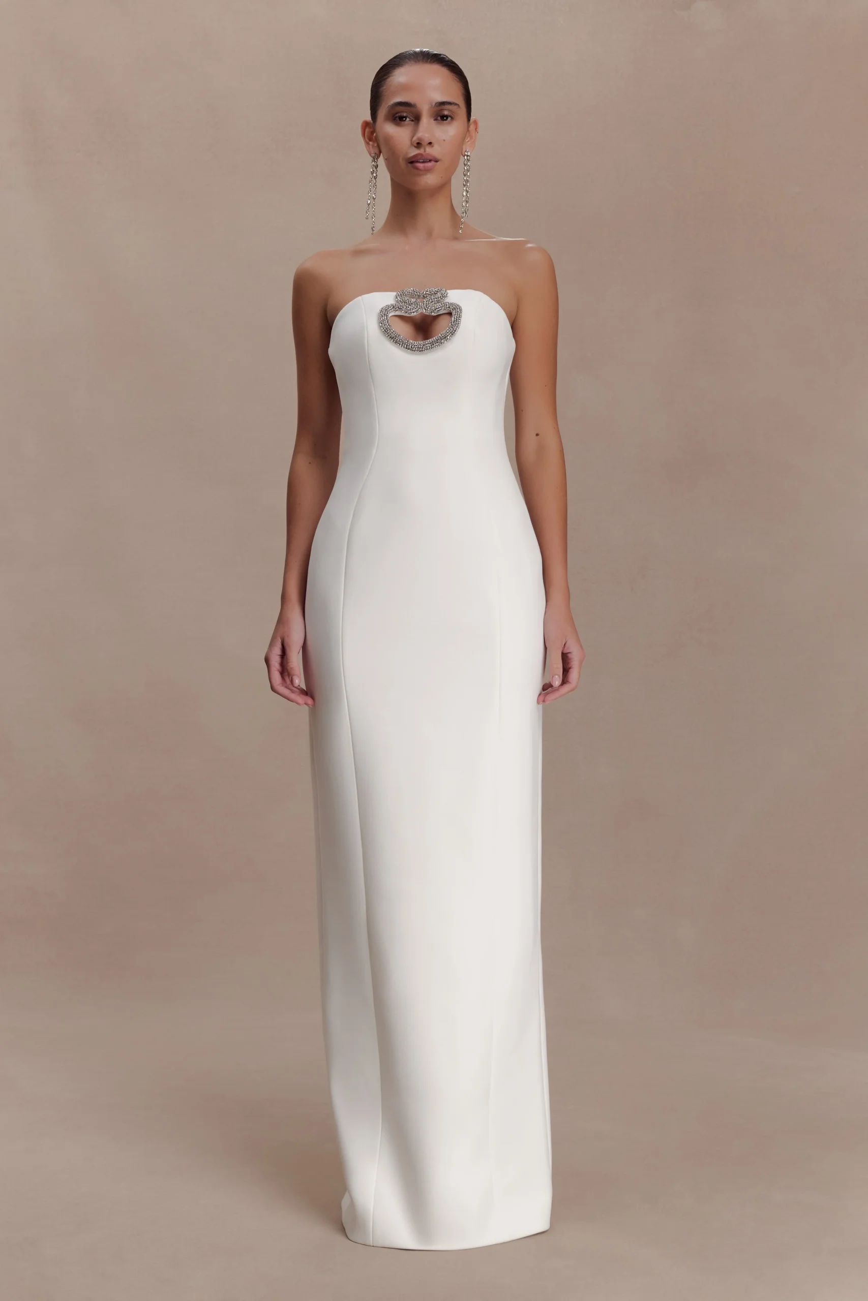 HildaEmbellished Strapless Maxi Dress - White