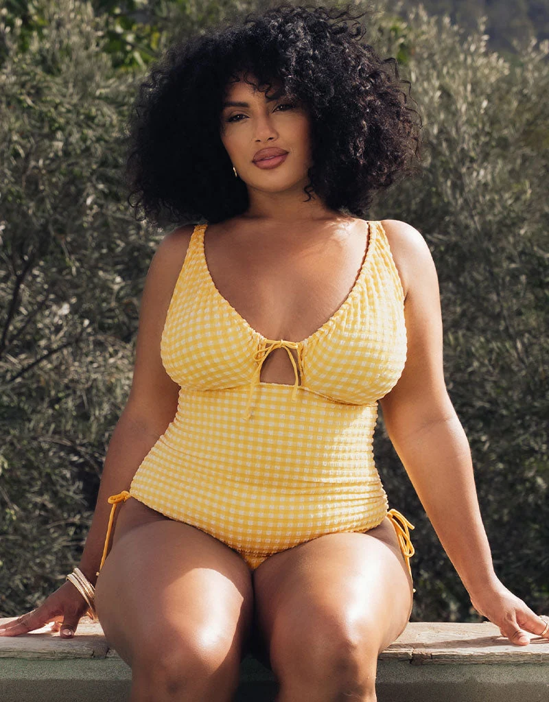 Holiday Check Non Wired Swimsuit Sunshine Yellow