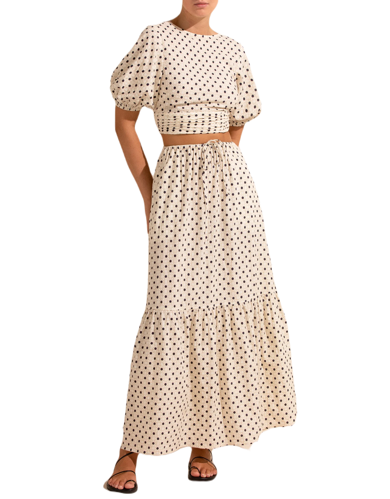 Holiday Tiered Skirt in Many Moons Dot Print
