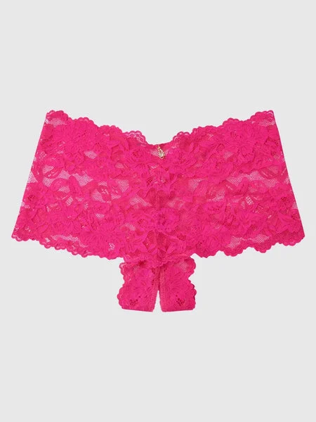 HOT PINK LACE CROTCHLESS CHEEKY PANTY
