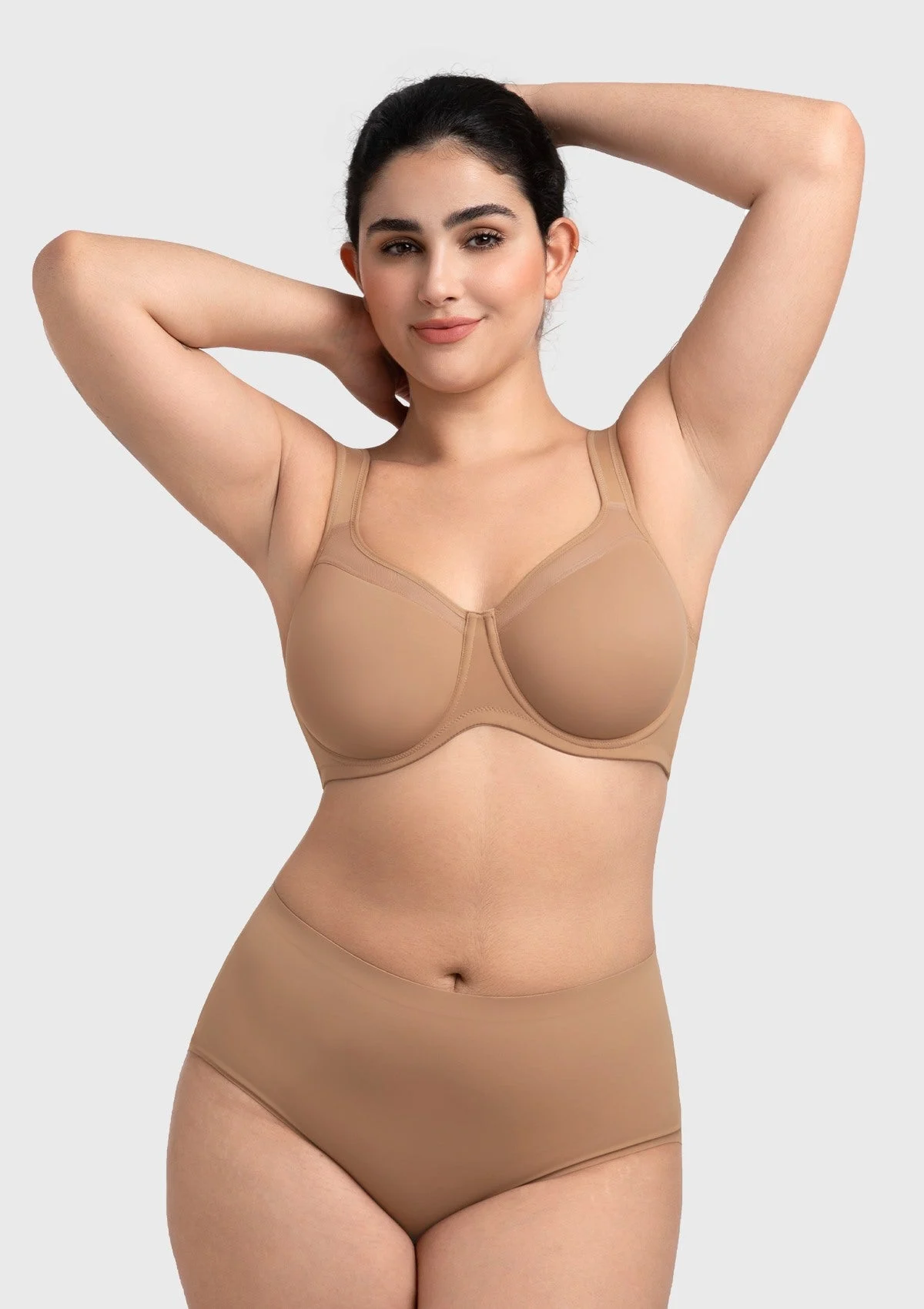 HSIA Alina Full Coverage Underwire Bra Plus Size Supportive Unlined Adjustable Strap Comfort Fit T-Shirt Style