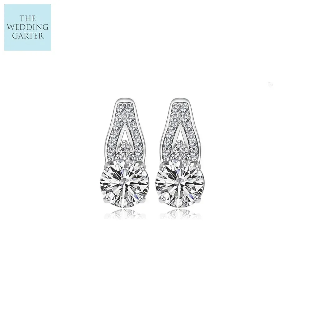 Hypoallergenic Sterling Silver & CZ Diamond Bridesmaid Earrings